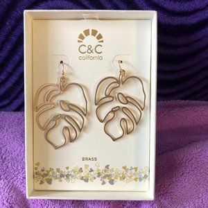 C&C California Brass Dangle Leaf Earrings